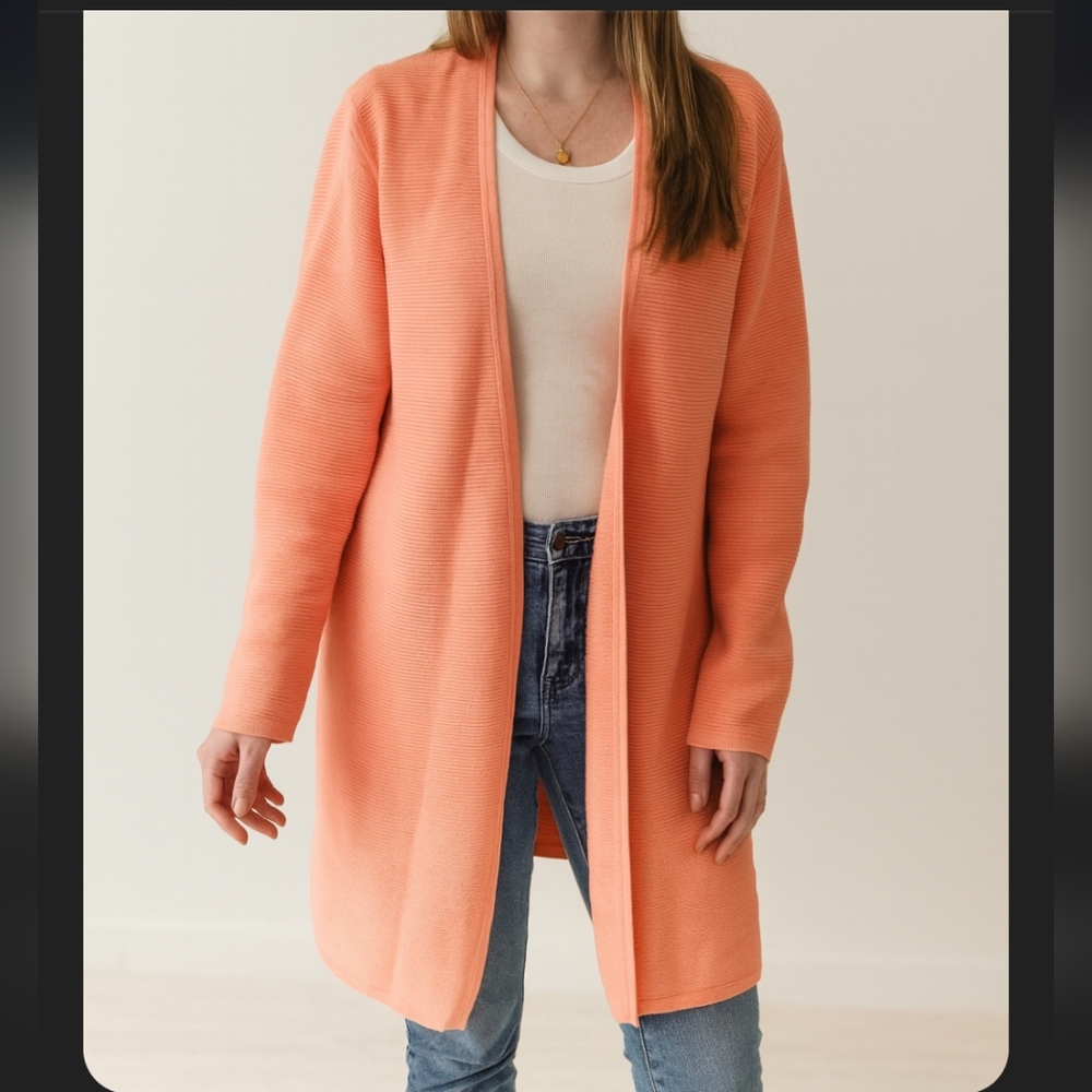 Talbots Peach Long Cardigan Ribbed